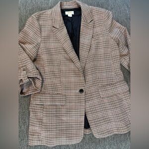 Anthropologie Maeve Plaid Blazer Roll Sleeve Women’s Sz 12 Jacket